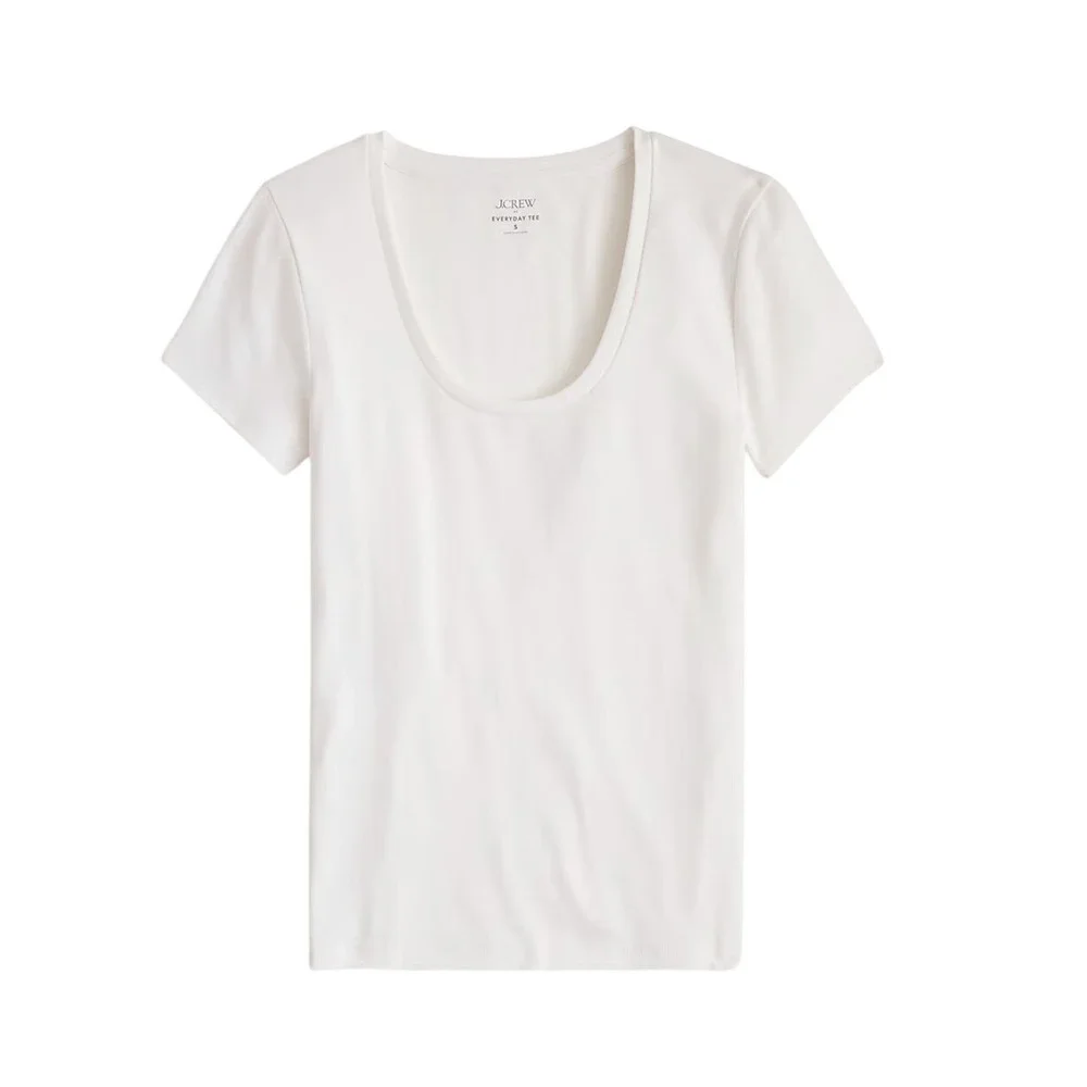 J. Crew Scoopneck Everyday Tee White 100% Cotton Knit M